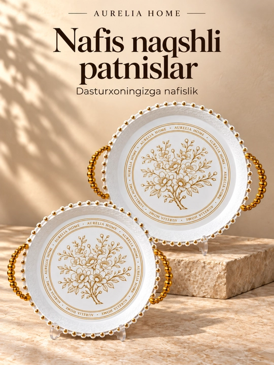 Meva va shirinliklar uchun chiroyli patnis, bezakli oshxona lagani - 