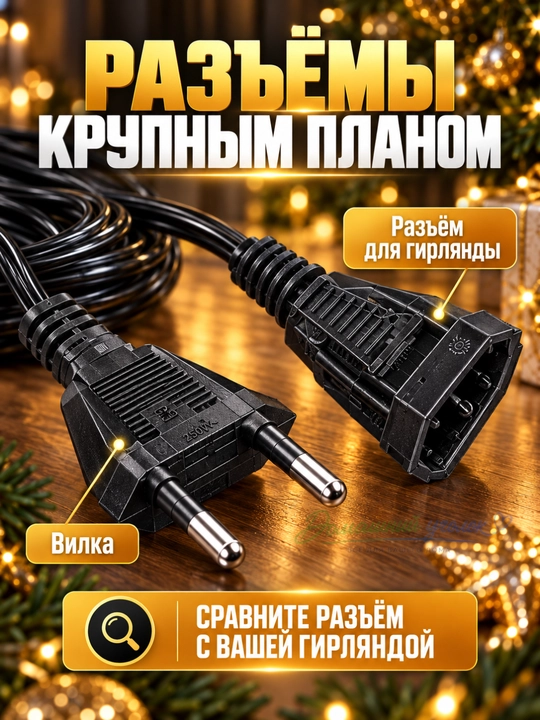 Удлинитель для гирлянды 5 м,соединительный кабель, провод 220 В для новогодних LED гирлянд