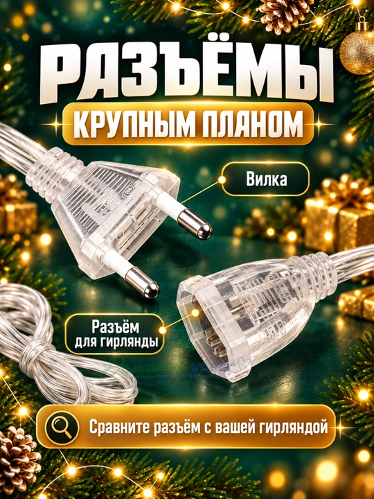 Удлинитель для гирлянды 5 м,соединительный кабель, провод 220 В для новогодних LED гирлянд