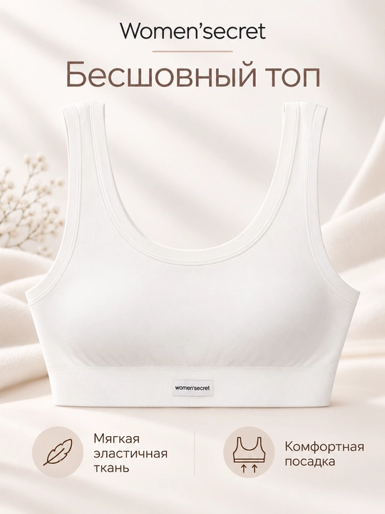 Women’secret ayollar uchun choksiz top, oq rang, keng yelkali - 