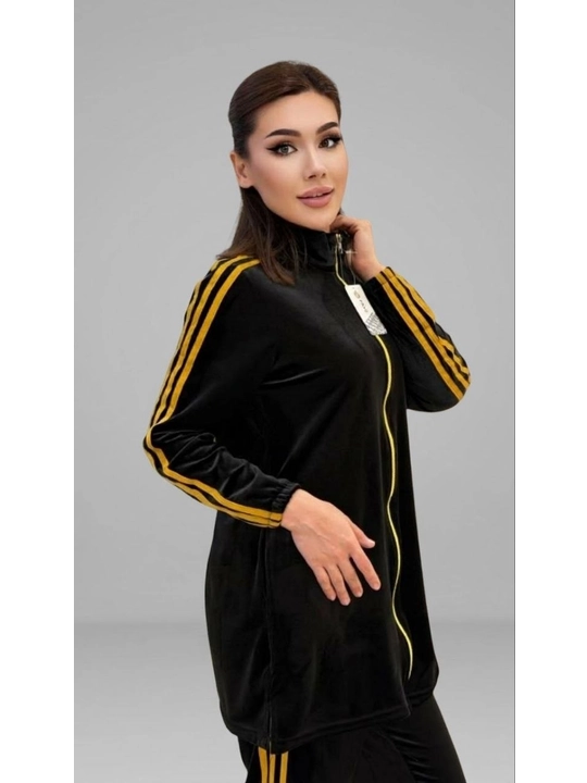 Ayollar uchun velur sport kostyumi,Ayollar dvoykasi, uzun kofta va shim to‘plami - 