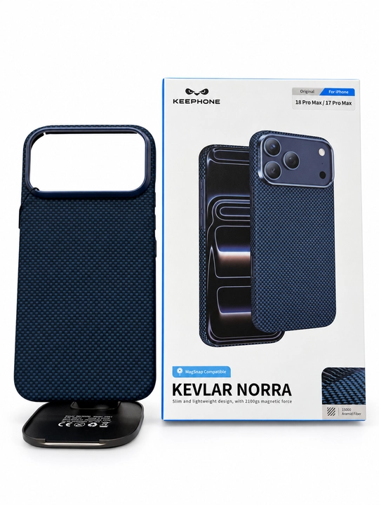 Чехол Keephone Kevlar Norra MagSnap для iPhone 17/18 Pro Max, тёмно-синий