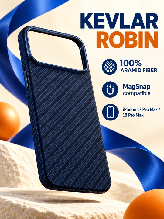Чехол Keephone Kevlar Robin MagSnap для iPhone 17/18 Pro Max, тёмно-синий - 