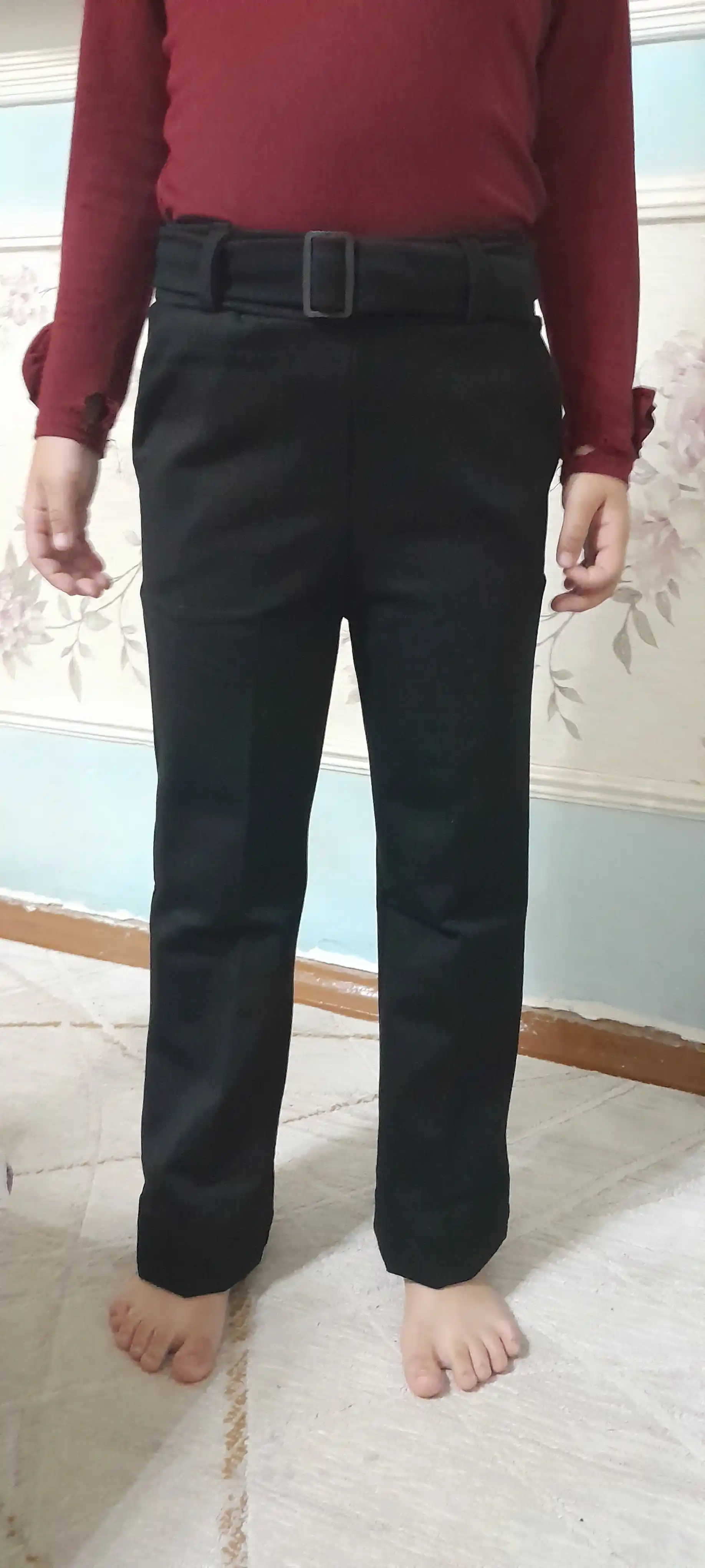 Issiq, zich, qizlar uchun shim, klyosh uslubida, maktab uchun