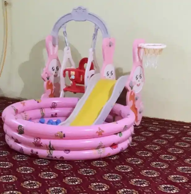 Игровая площадка для детей горка, качели, бассейн, баскетбольное кольцо, футбольные ворота