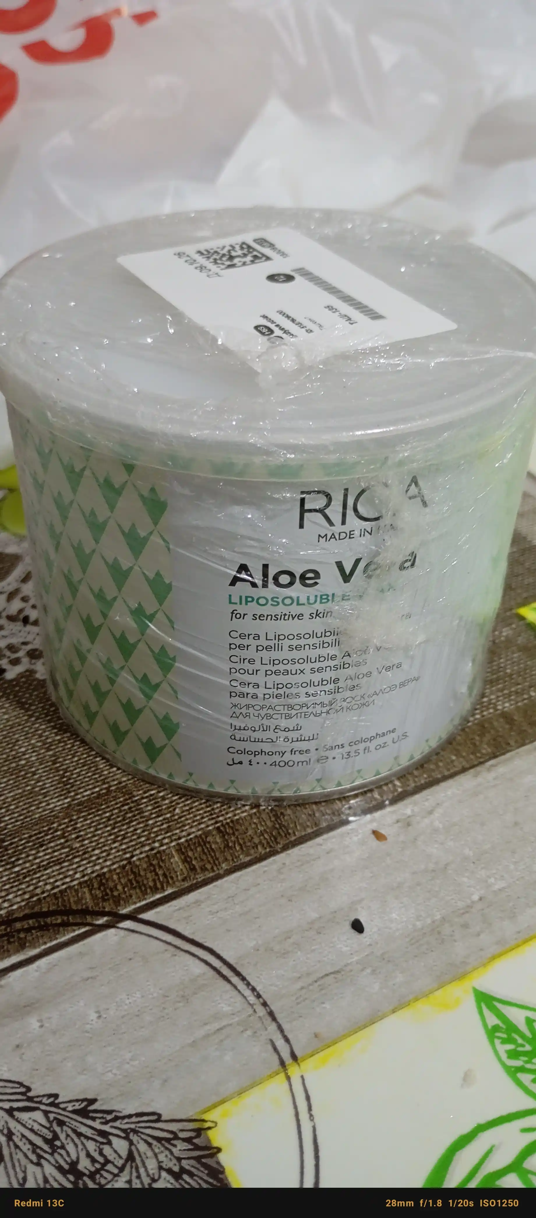 Depilatsiya, depilyatsiya uchun mum, Rica, Italiya, Aloe, 400 gr