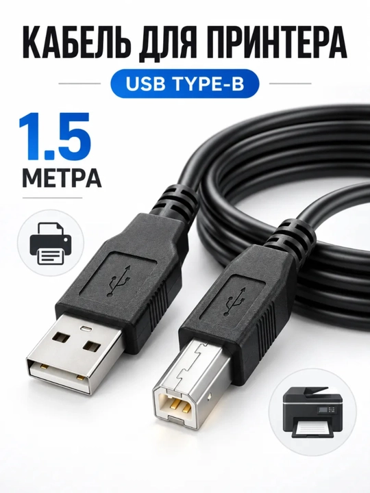 Кабель для принтера USB 2.0, МФУ, сканер - 