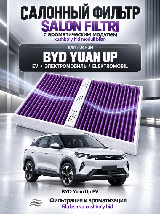 BYD Yuan Up uchun faollashtirilgan ko‘mir va xushbo‘y modulli salon filtri - 