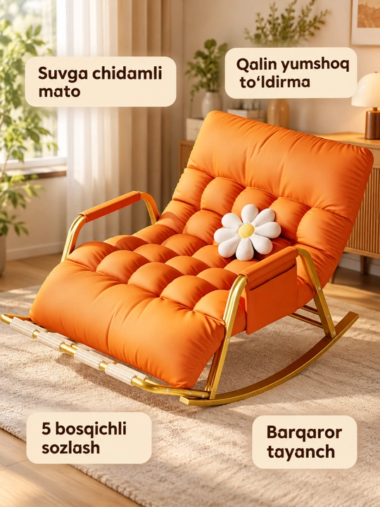 Kreslo kachalka, buklanadigan massajli yumshoq model, 93×111 sm