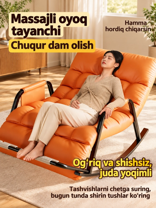 Kreslo kachalka, buklanadigan massajli yumshoq model, 93×111 sm