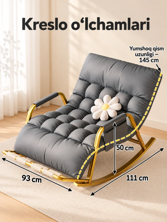 Kreslo kachalka, buklanadigan massajli yumshoq model, 93×111 sm