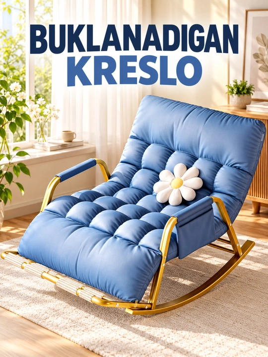 Kreslo kachalka, buklanadigan massajli yumshoq model, 93×111 sm - 