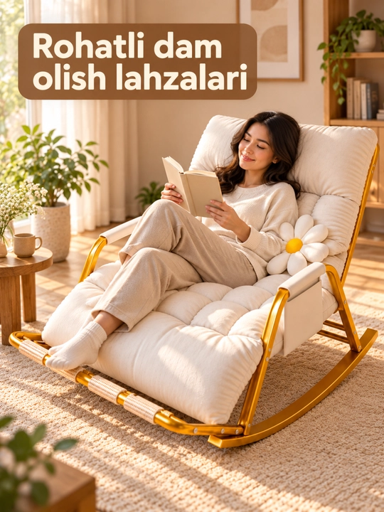 Kreslo kachalka, buklanadigan massajli yumshoq model, 93×111 sm