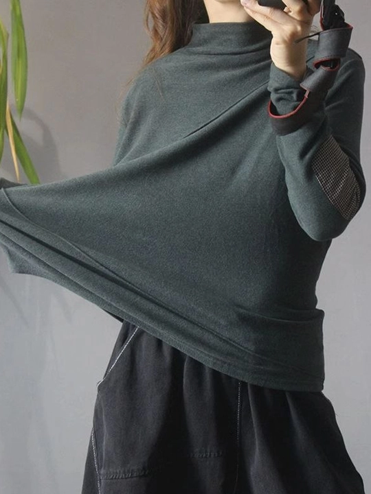 Katakli tirsakli va bezakli chokli ayollar oversize vodolazkasi