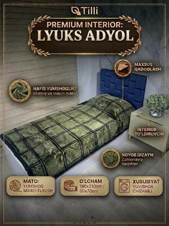 Adyol. Bir kishilik, ikki qavatli issiq va sifatli adyollar
