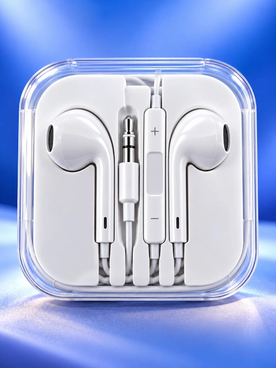 Simli quloqchin AUX 3.5 mm, mikrofonli, tugmali stereo naushnik, telefon uchun, oq rang - 