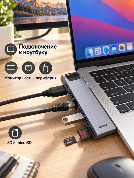 USB-C хаб Baseus Thunderbolt C+ Pro GN29L 7-в-1, HDMI 4K