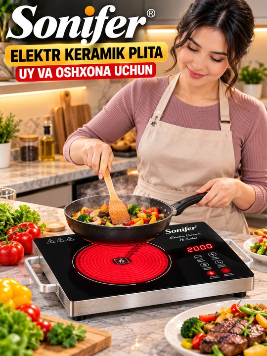 Sonifer SF-3039 elektr keramik plita 2000 Vt sensor boshqaruv tez isitish