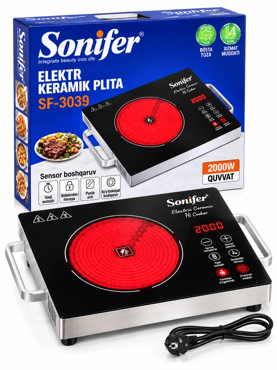 Sonifer SF-3039 elektr keramik plita 2000 Vt sensor boshqaruv tez isitish