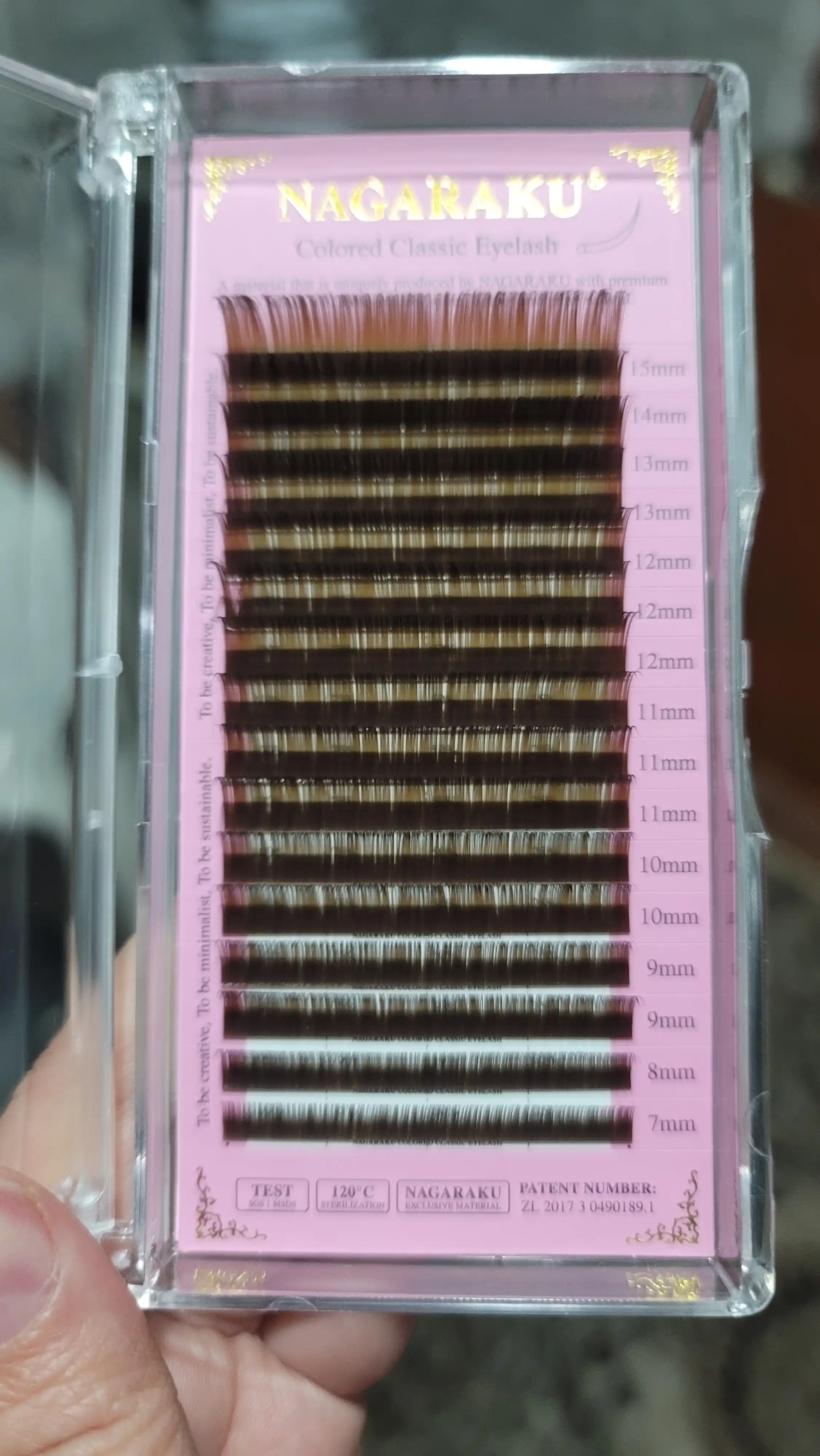NAGARAKU jigarrang kipriklar, C va D egilish, 0.07 mm, 7–15 mm miks, 16 qator