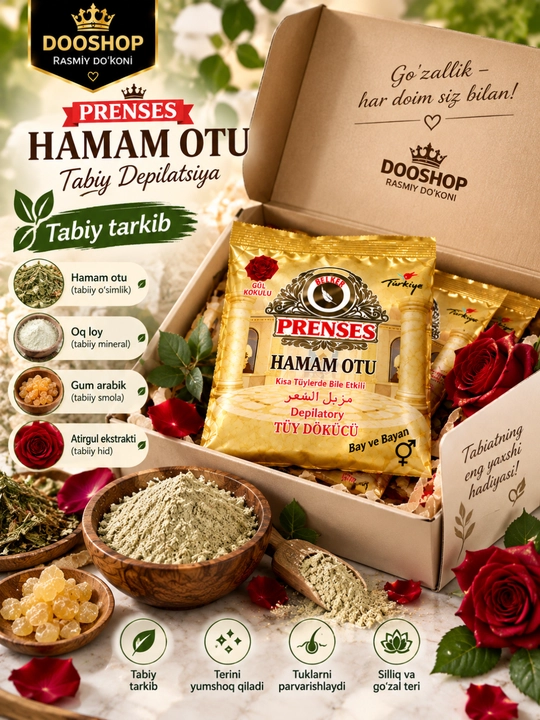 Prenses Hamam Otu — натуральный порошок для депиляции, средство для удаления волос