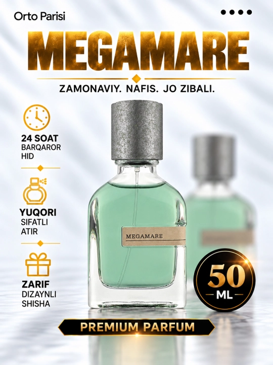 Orto Parisi Megamare Extrait de Parfum 50 ml –uniseks, dengiz iforli uzoq saqlanuvchi atir - 
