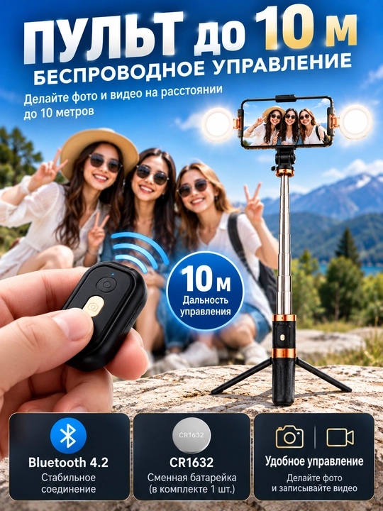 Ikki tomonlama LED yoritgichli selfi-tayoqcha