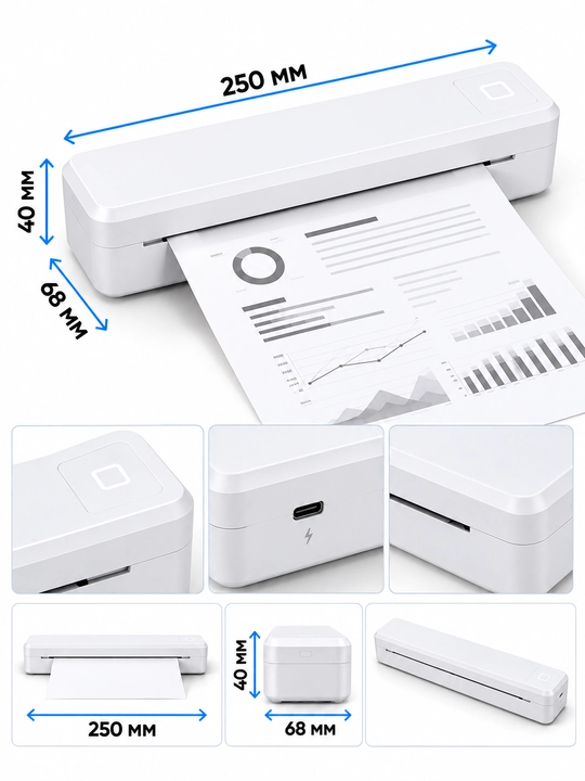 Portativ A4 termoprinter hujjat va chizmalarni tezkor siyohsiz hamda sifatli chop etadi