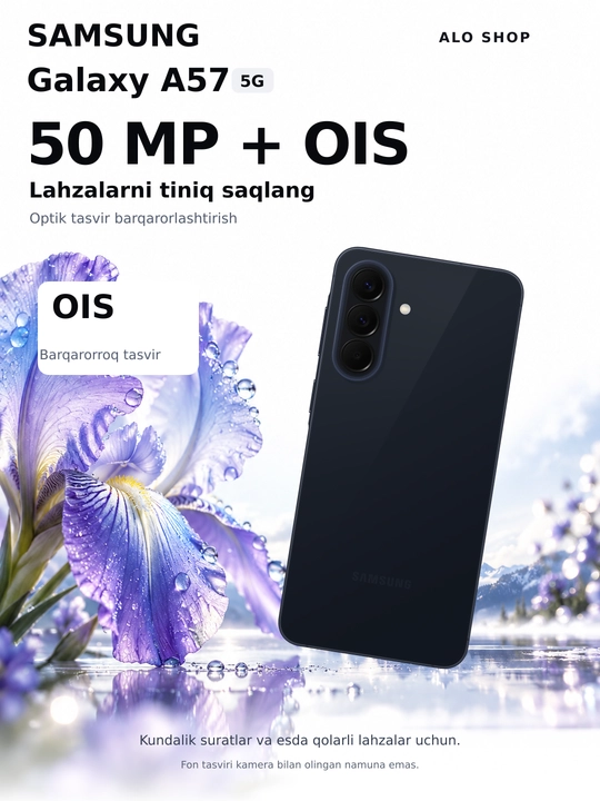 Samsung A57 5G, smartfoni, 50MP, sAMOLED, 120Hz, Sovg'asiga adapter