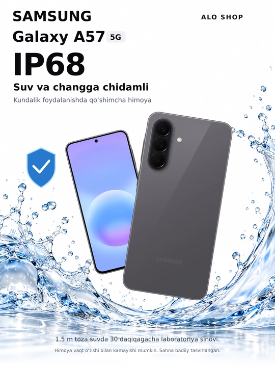 Samsung A57 5G, smartfoni, 50MP, sAMOLED, 120Hz, Sovg'asiga adapter