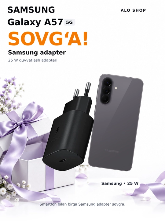 Samsung A57 5G, smartfoni, 50MP, sAMOLED, 120Hz, Sovg'asiga adapter