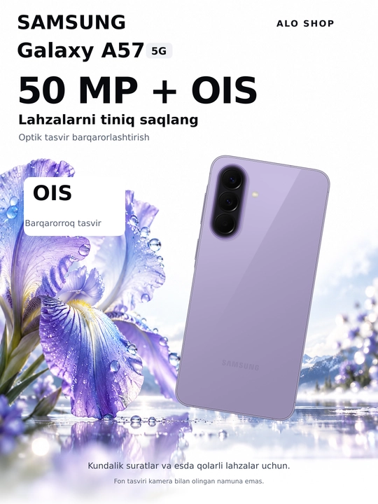 Samsung A57 5G, smartfoni, 50MP, sAMOLED, 120Hz, Sovg'asiga adapter