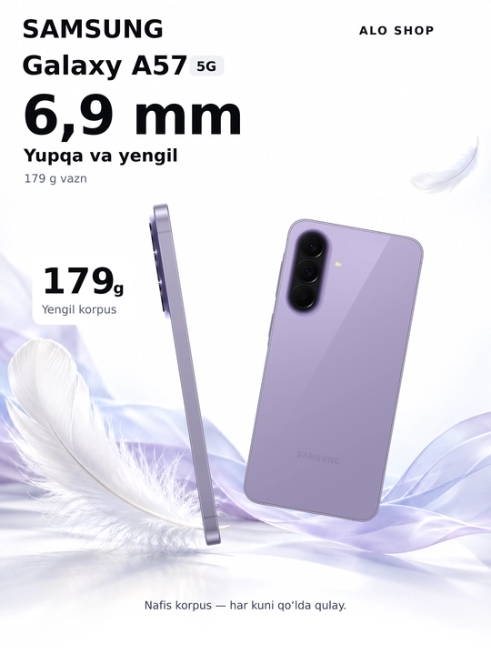 Samsung A57 5G, smartfoni, 50MP, sAMOLED, 120Hz, Sovg'asiga adapter
