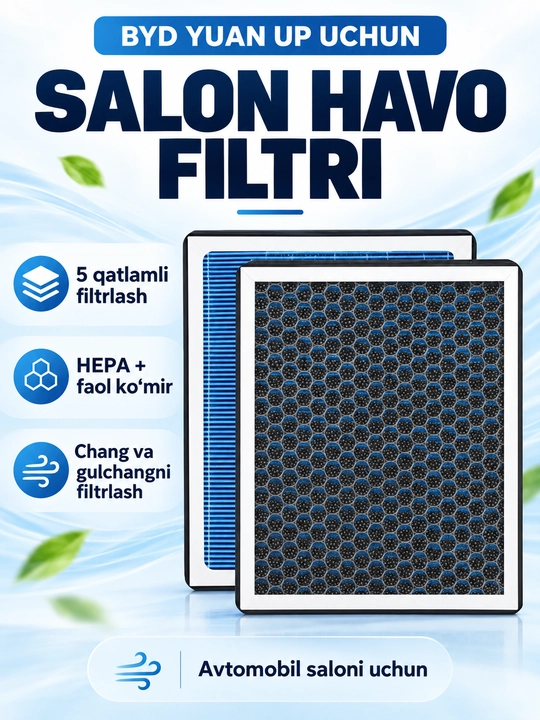 BYD Yuan Up uchun salon havo filtri, faol ko‘mirli, 5 qatlamli - 