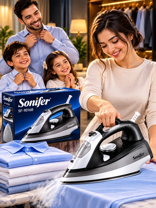 Sonifer sf-9016b elektr bug‘li dazmol 2400w 350 ml kuchli bug‘ keramik taglik