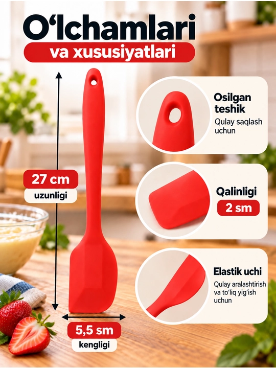 Oshxona silikon kurakchasi, egiluvchan, pishiriqlar, krem va xamir uchun issiqga chidamli