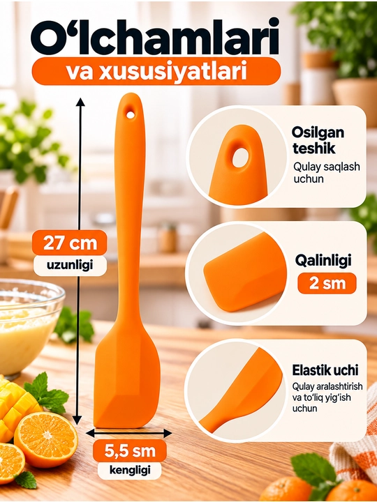 Oshxona silikon kurakchasi, egiluvchan, pishiriqlar, krem va xamir uchun issiqga chidamli