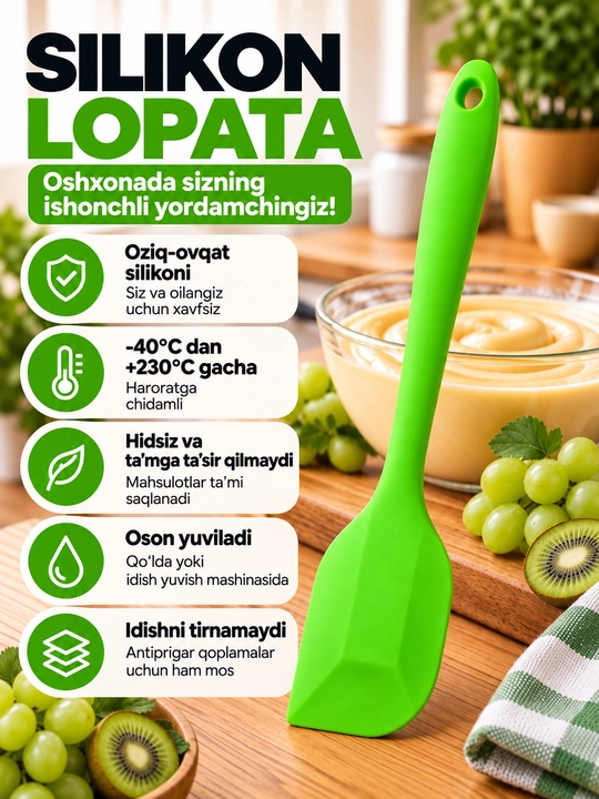 Oshxona silikon kurakchasi, egiluvchan, pishiriqlar, krem va xamir uchun issiqga chidamli - 