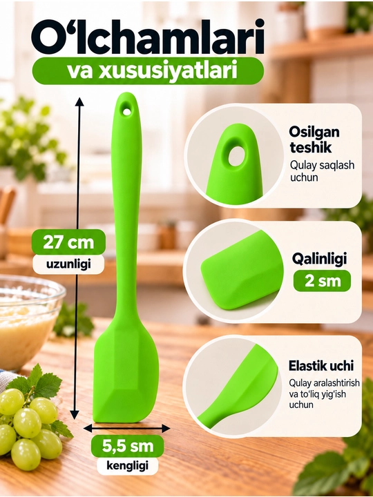 Oshxona silikon kurakchasi, egiluvchan, pishiriqlar, krem va xamir uchun issiqga chidamli