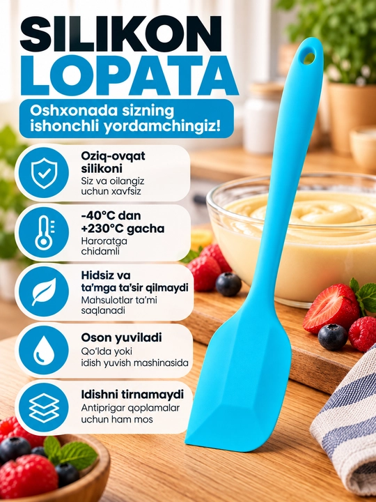 Oshxona silikon kurakchasi, egiluvchan, pishiriqlar, krem va xamir uchun issiqga chidamli - 