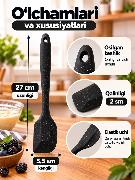 Oshxona silikon kurakchasi, egiluvchan, pishiriqlar, krem va xamir uchun issiqga chidamli
