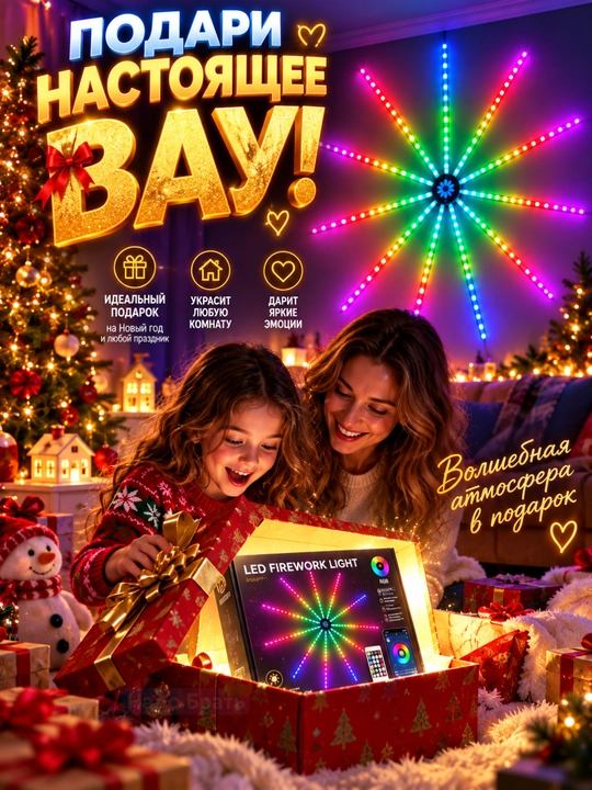 Aqlli LED Feyerverk RGB chiroq, 10 nurli, pult  orqali boshqariladigan, USB 5V