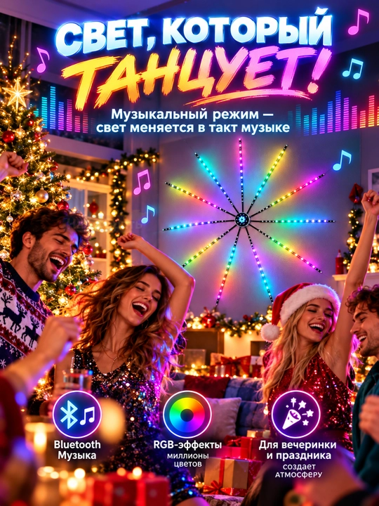Aqlli LED Feyerverk RGB chiroq, 10 nurli, pult  orqali boshqariladigan, USB 5V