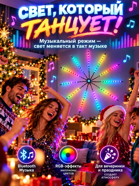 Aqlli LED Feyerverk RGB chiroq, 10 nurli, pultorqali boshqariladigan, USB 5V