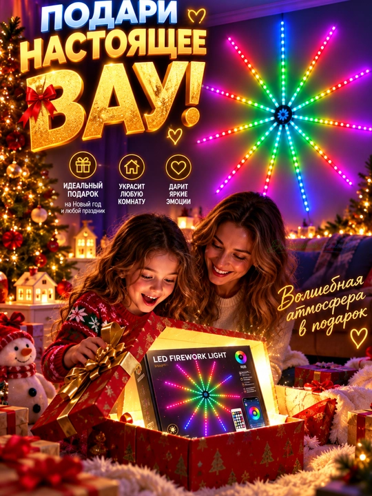 Aqlli LED Feyerverk RGB chiroq, 10 nurli, pultorqali boshqariladigan, USB 5V