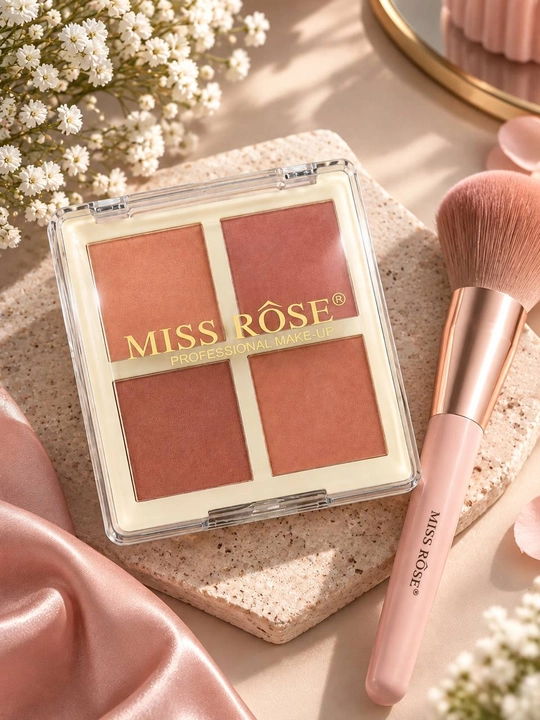Miss Rose румяна для лица 4 цвета , палетка для макияжа - 