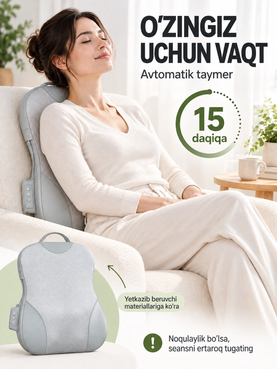 ToWell orqa va bel uchun massaj yostig'i, uy va avtomobil uchun