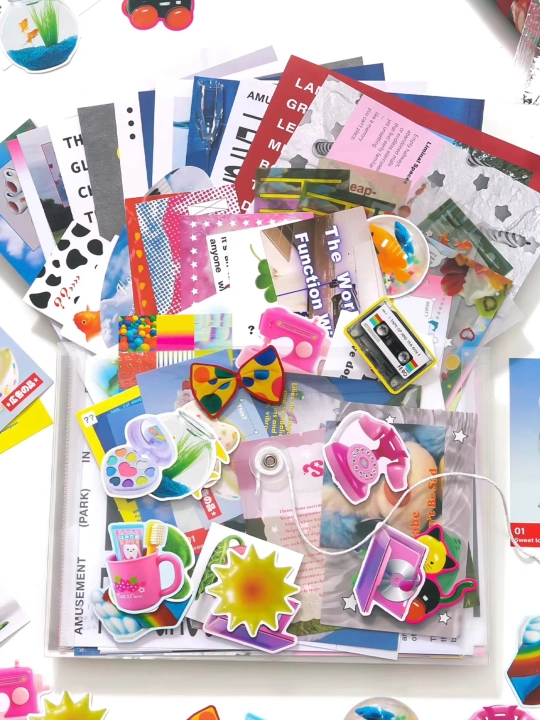 Y2K Scrapbook paketi, ijodiy to‘plam, 90+ buyum - 