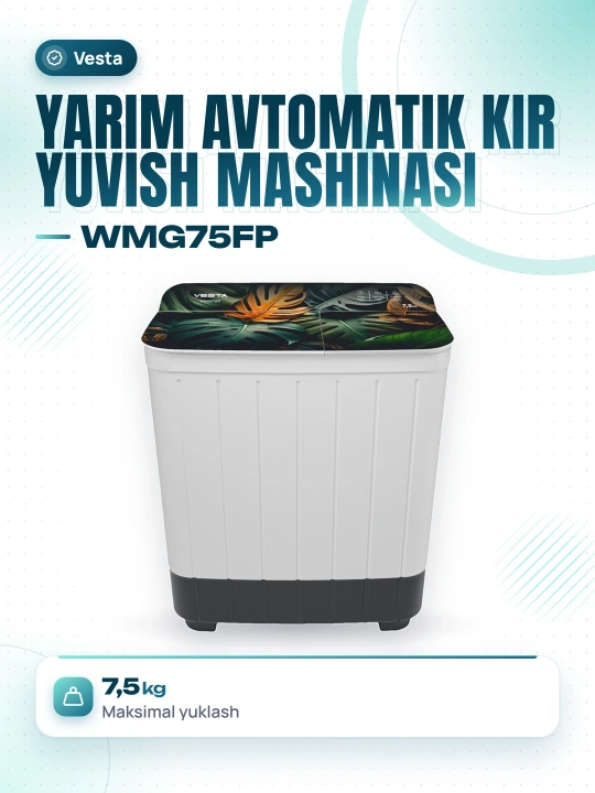 Стиральная машина Vesta WMG75FP, полуавтомат, 7.5 кг - 
