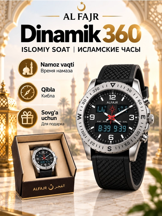 Исламские мужские часы AL FAJR Dynamik 360 для намаза - 